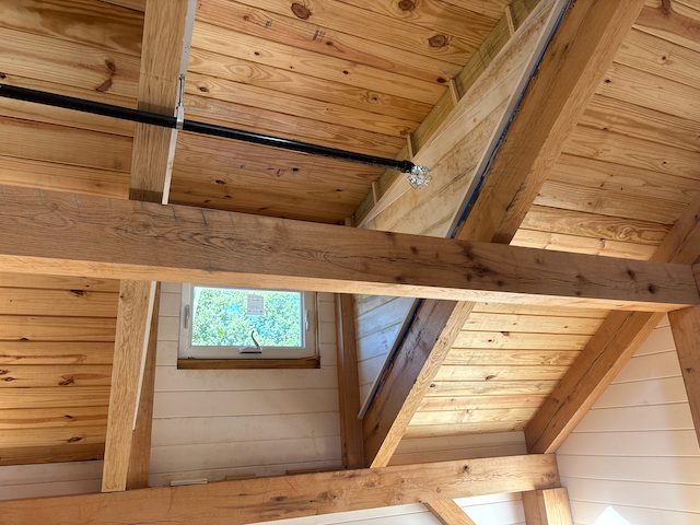 Exposed timber frame joinery
