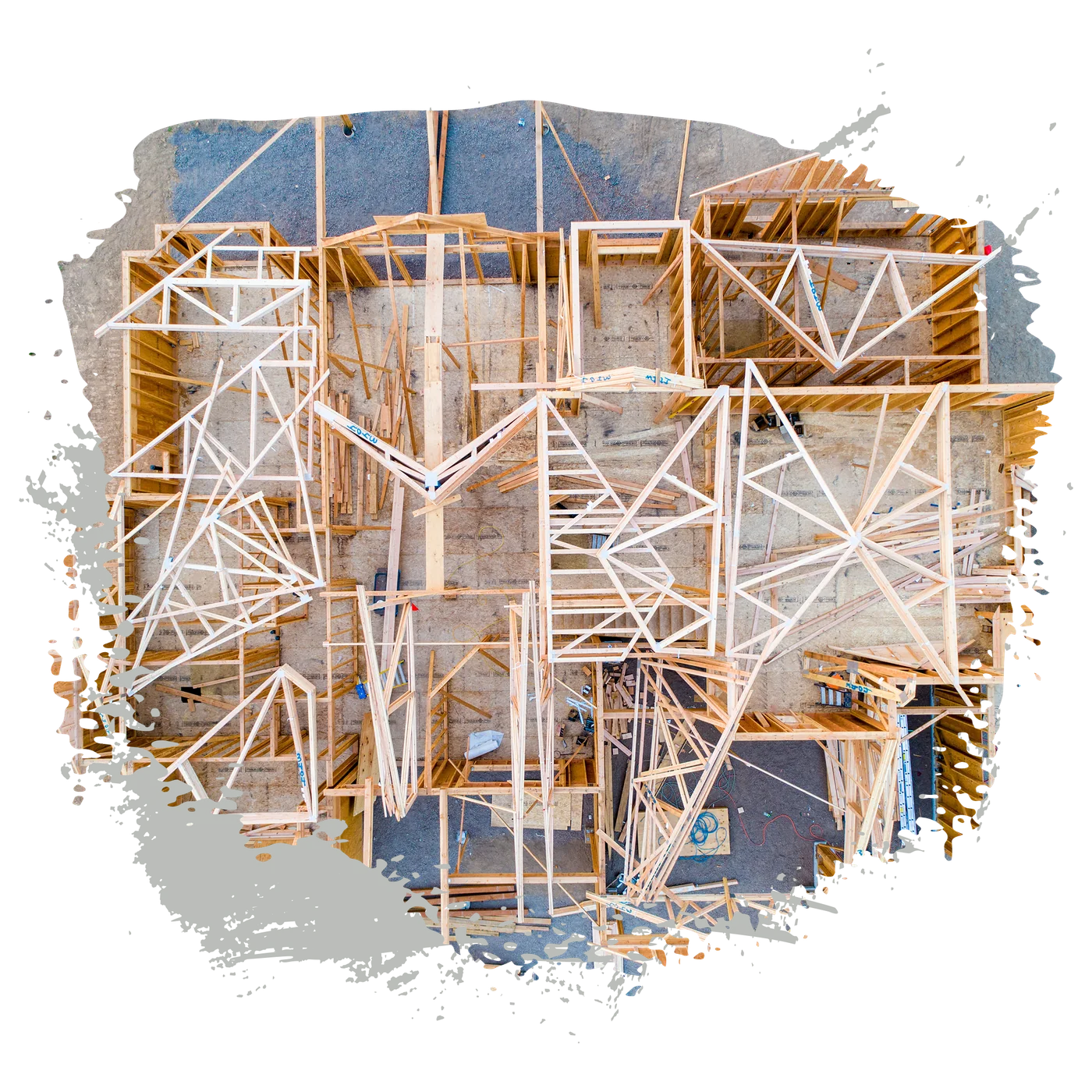 Illustration of conventional stick-frame house construction
